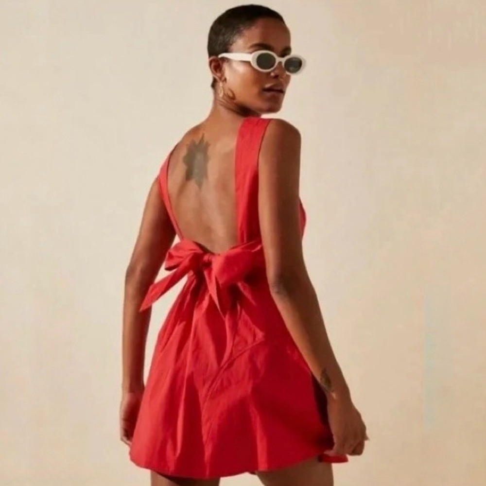 Free People Red Mini Dress with Bow Back